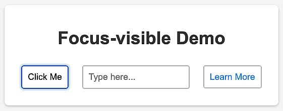 Demonstration of :focus-visible, highlighting a button when selecting via the tab key on the keyboard