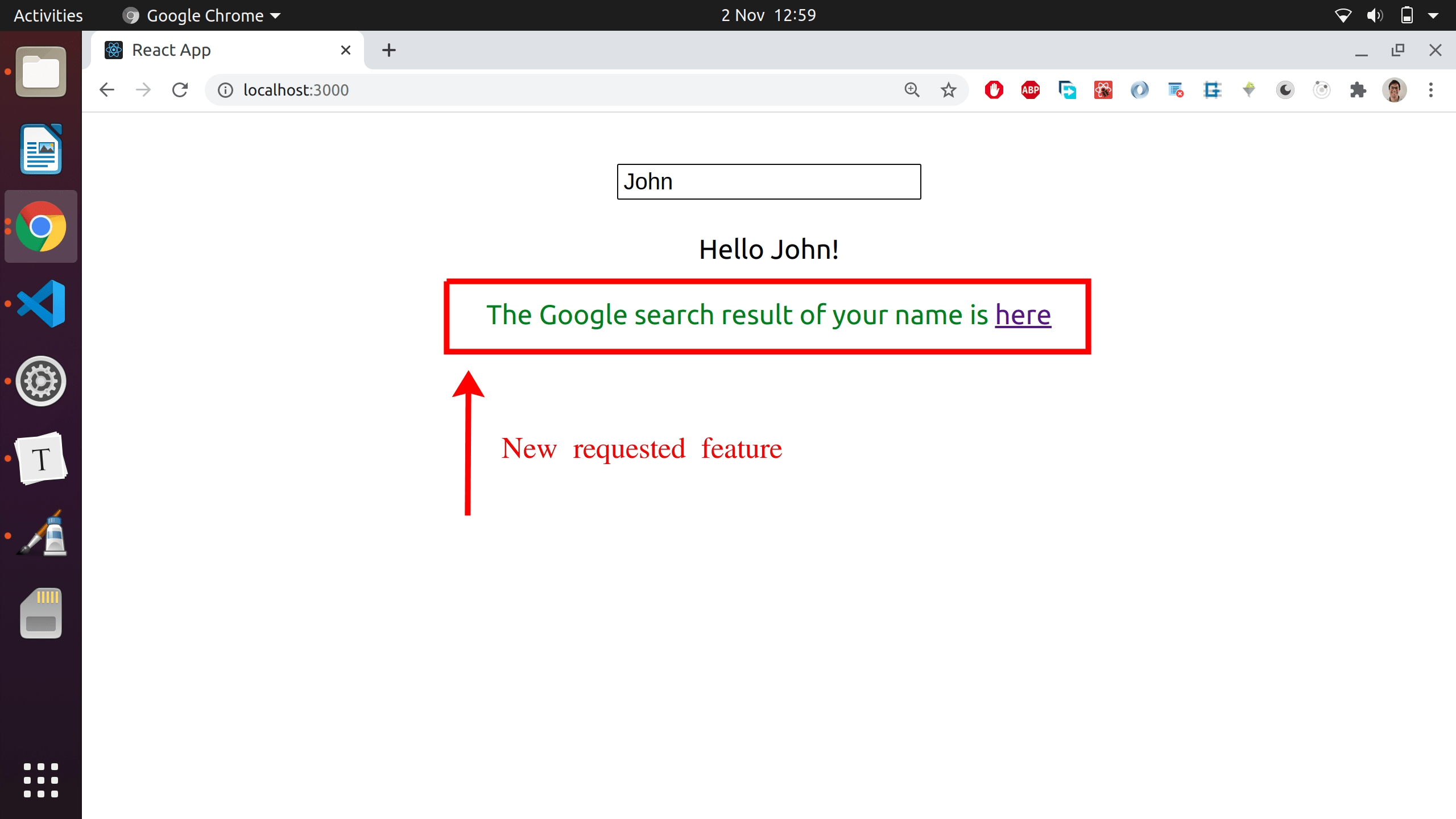 A link to Google is added on the website
