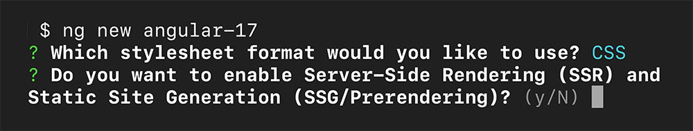 Using "ng new" and being asked whether SSR should be enabled