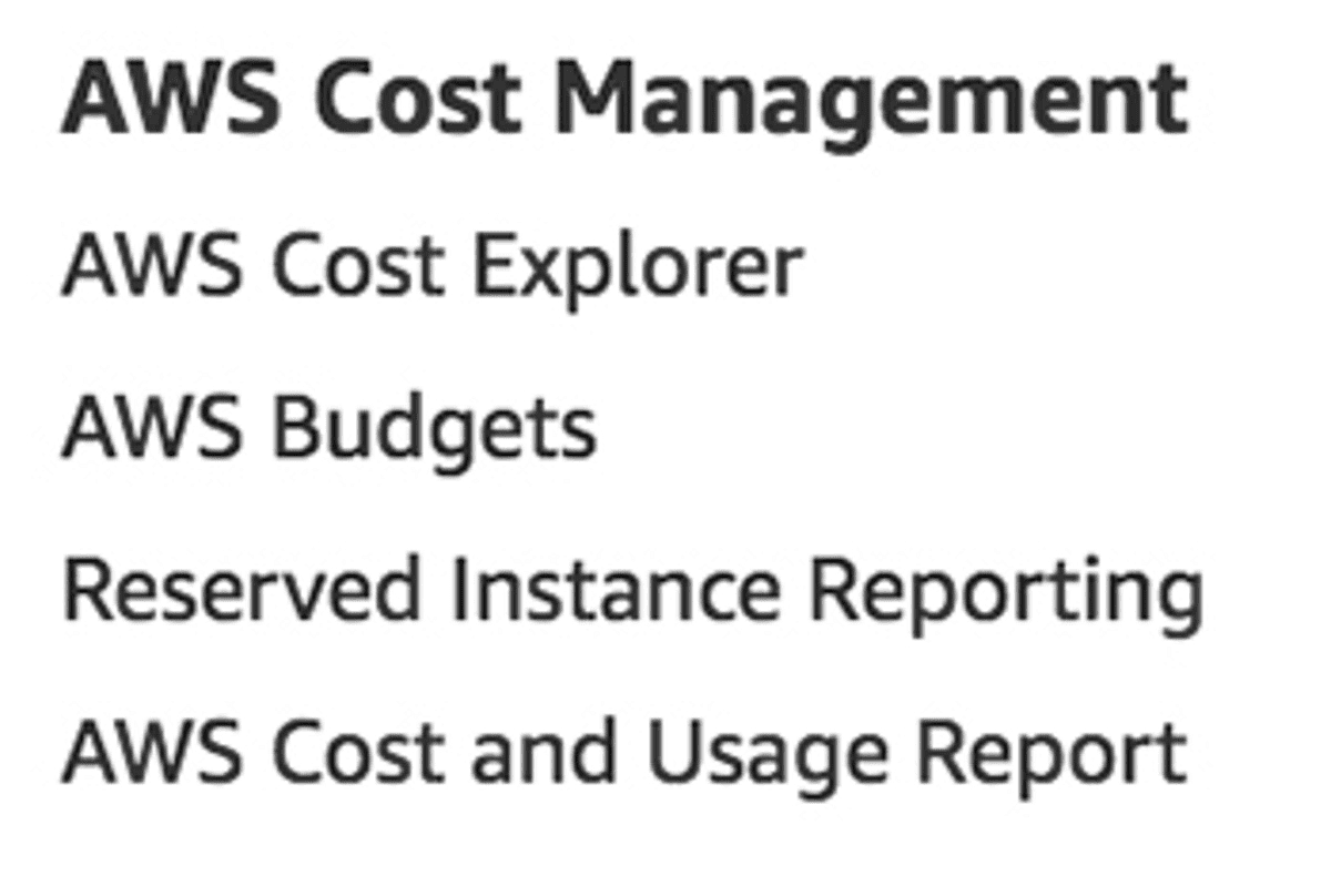Cost Management services as listed on aws.amazon.com