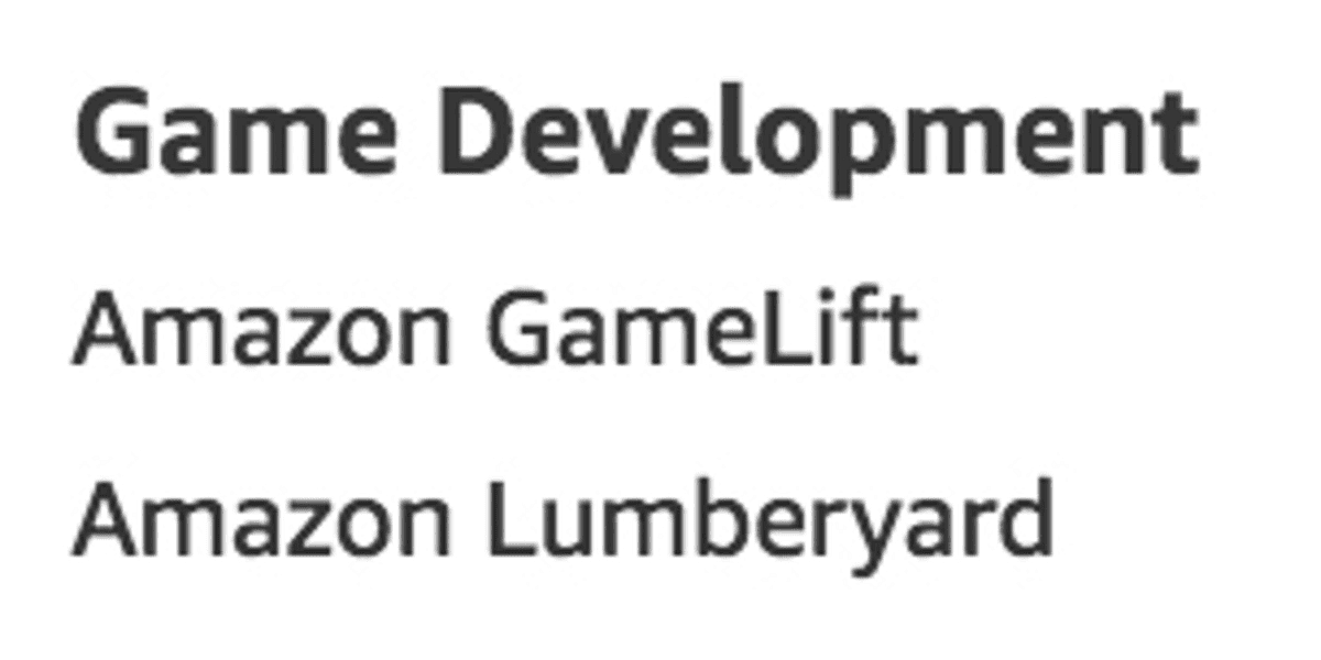 Game Development services as listed on aws.amazon.com