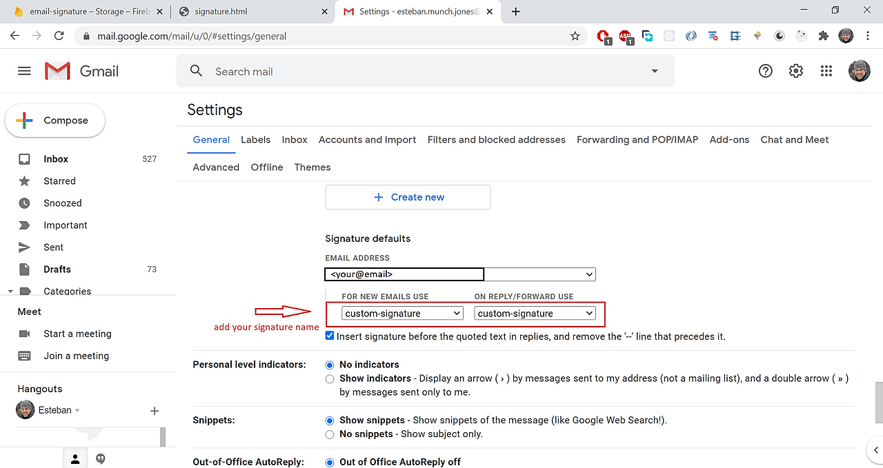 Make sure you select your new signature for outgoing emails