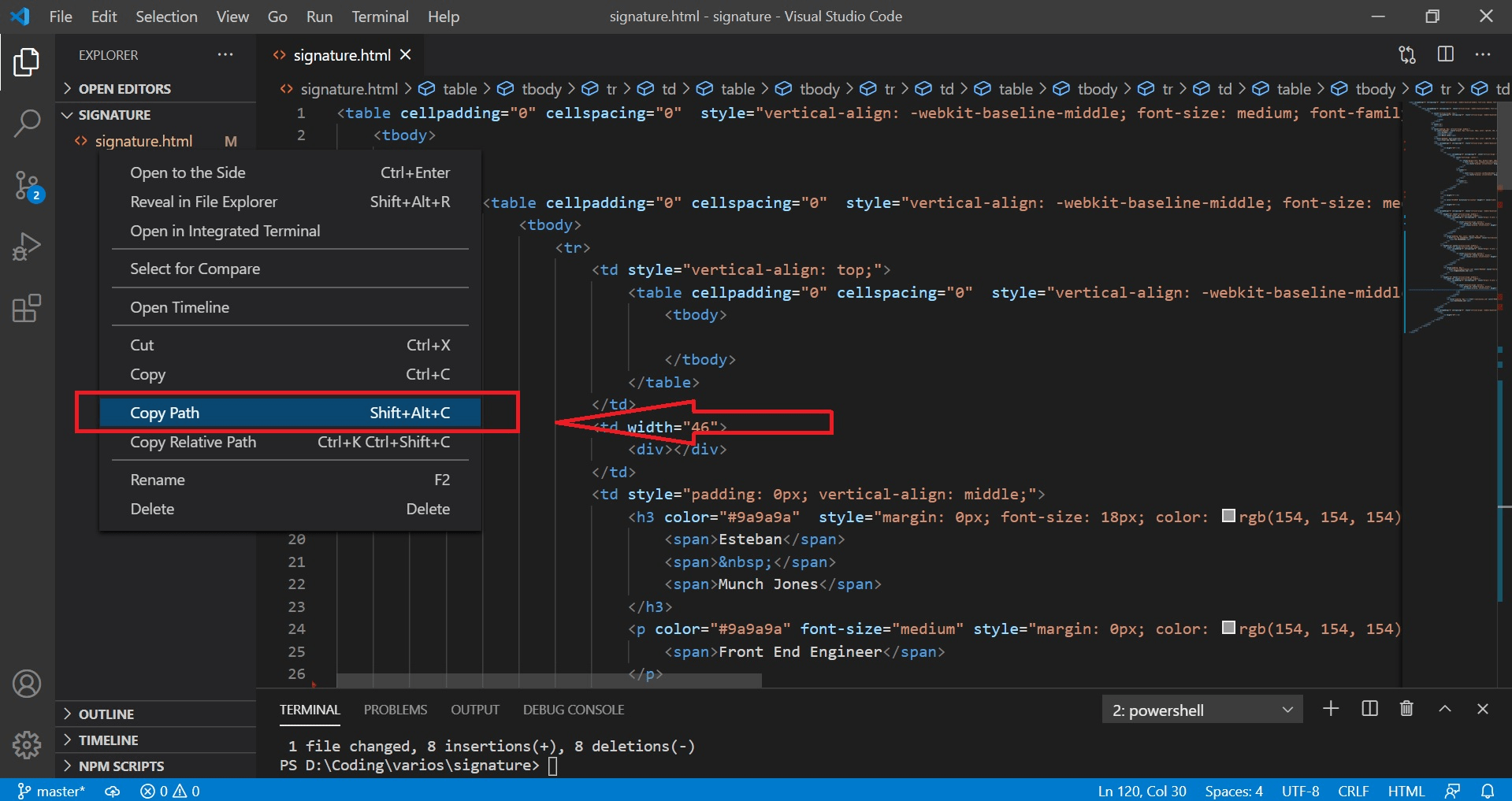 Right click on the file in VS Code and copy the path to the file