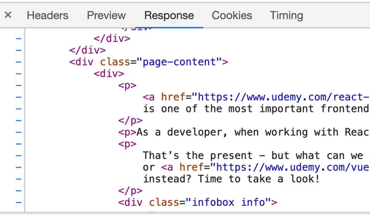 A server responds with HTML code if a website is requested.