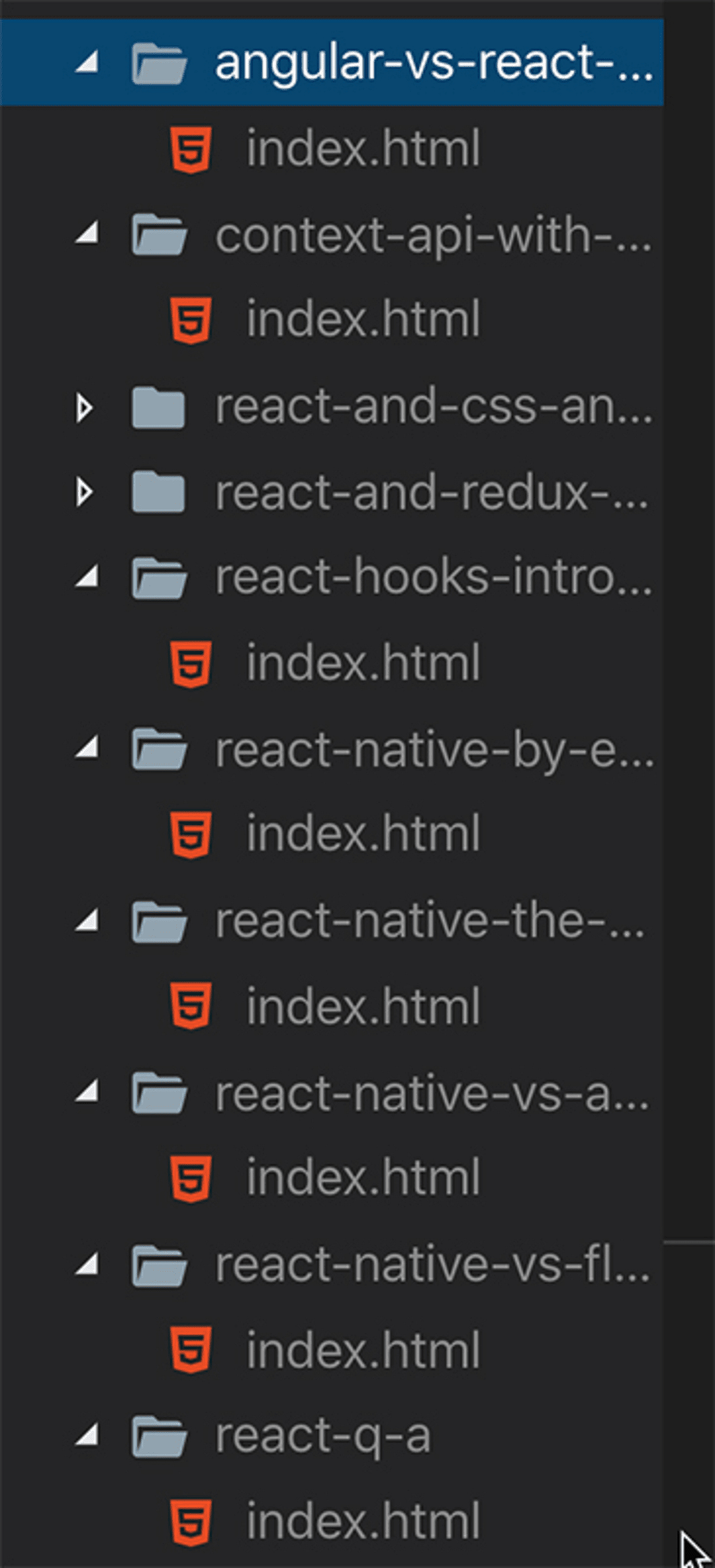 A couple of generated HTML files.