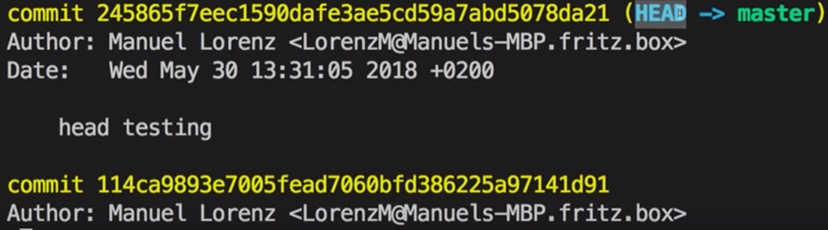 the HEAD is the latest Commit in our Branch