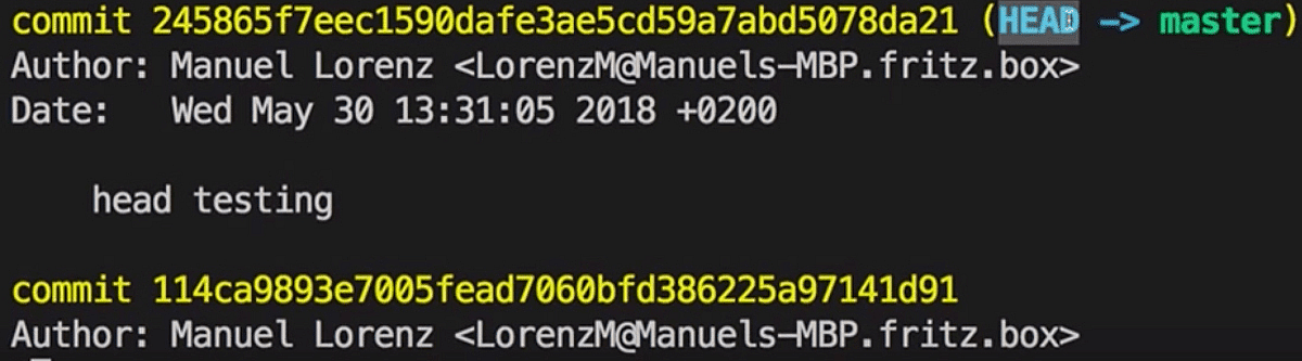 the HEAD is the latest Commit in our Branch