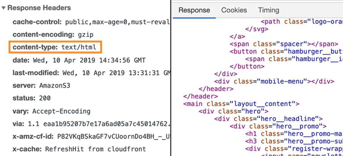 A browser sends a Content-Type text/html header if it wants HTML content.