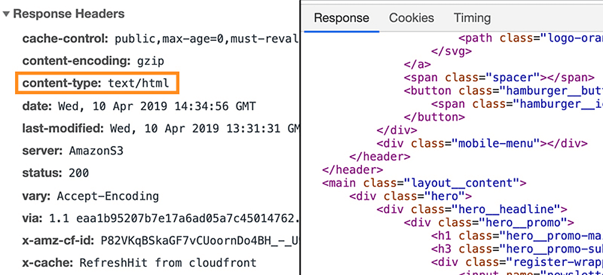A browser sends a Content-Type text/html header if it wants HTML content.