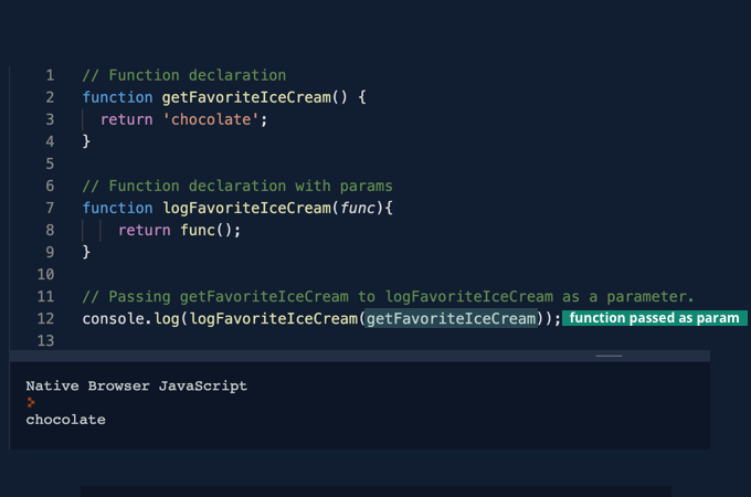 The function is passed as a parameter to another function.