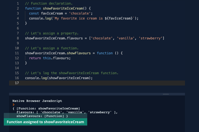 Just like before, the function object contains the assigned method.