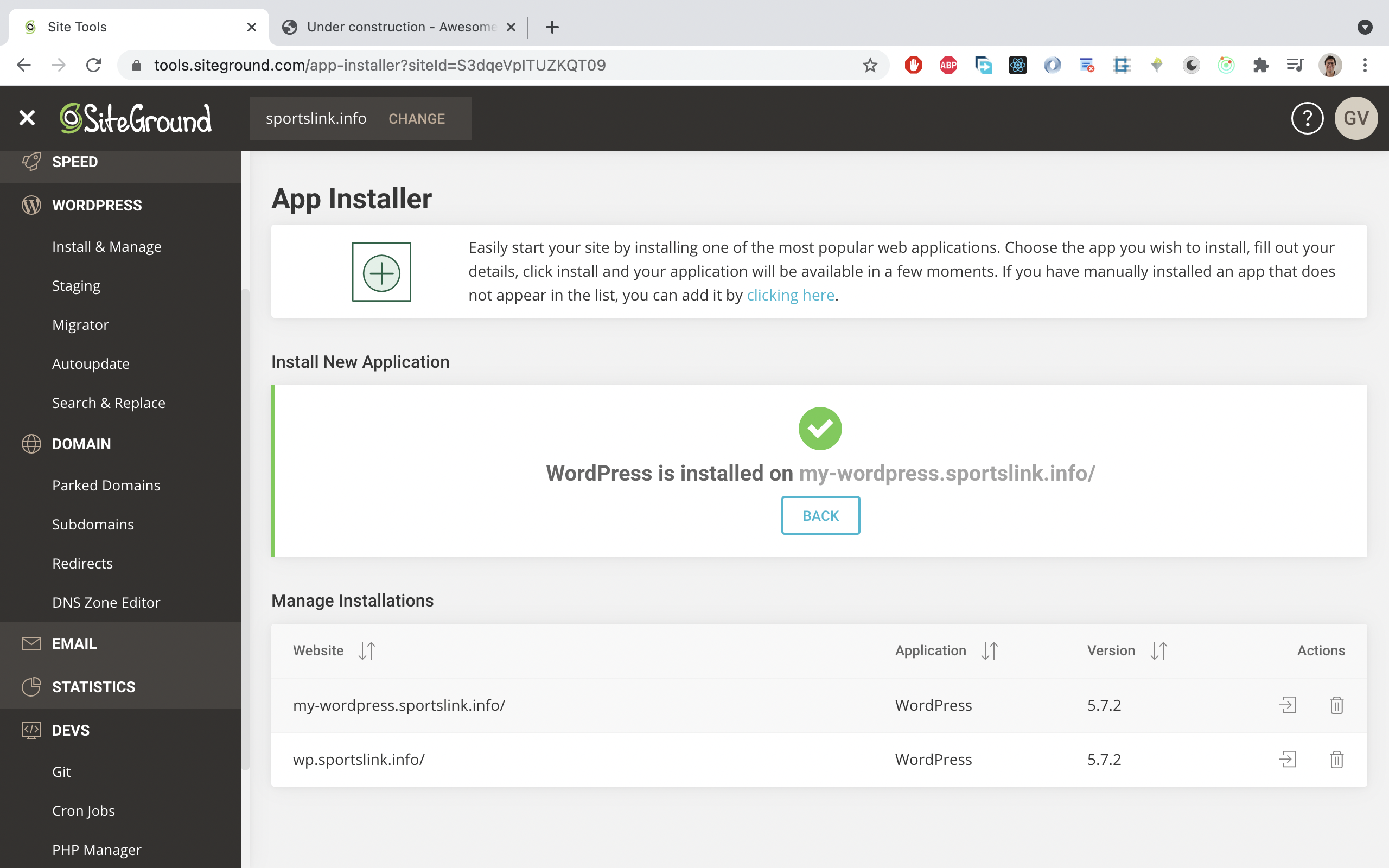 You should see a success screen thereafter.