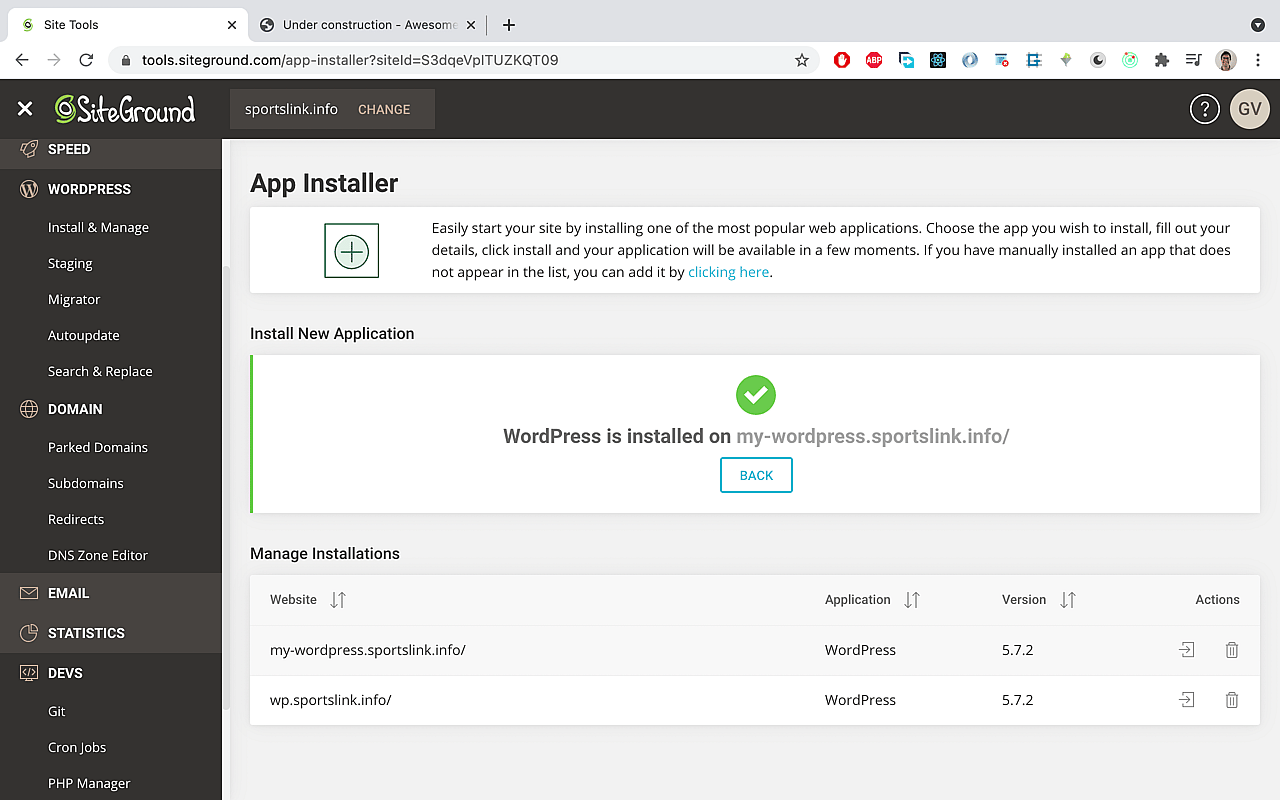 You should see a success screen thereafter.