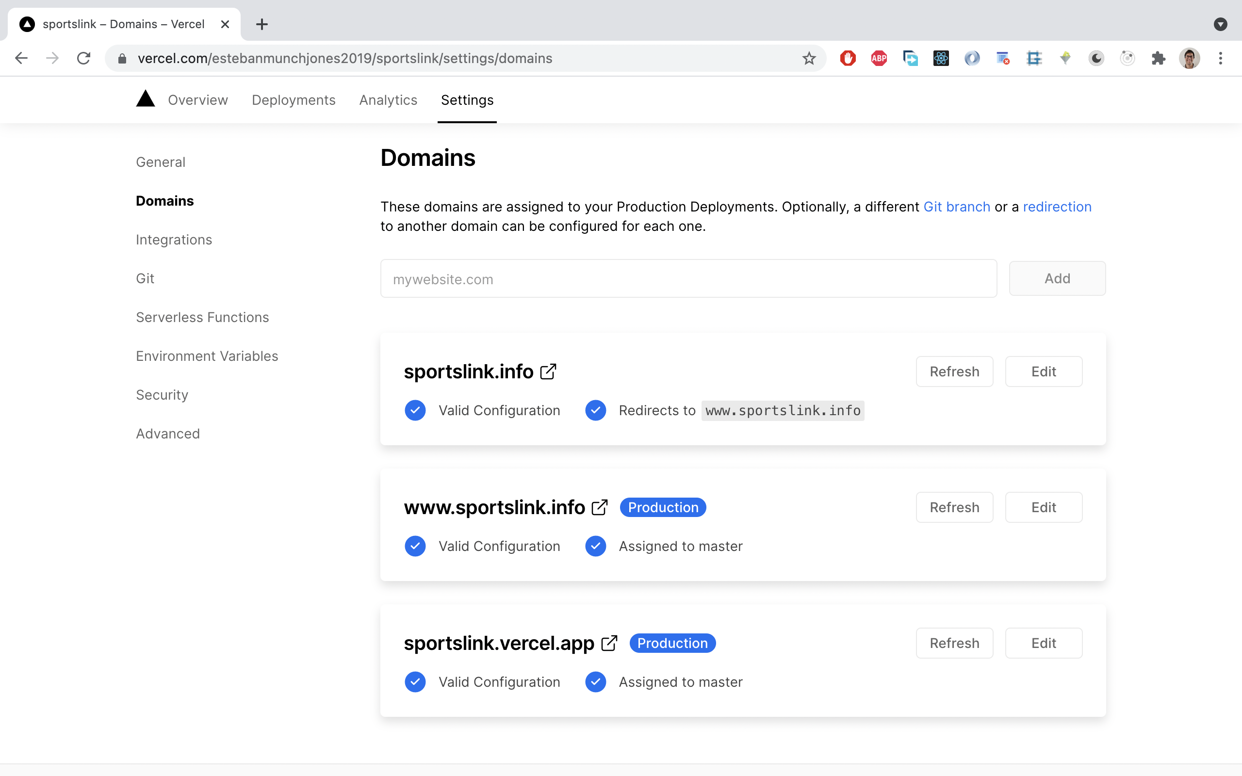 You should thereafter see your subdomain and www.<your-subdomain> on the 'Domains' overview page.