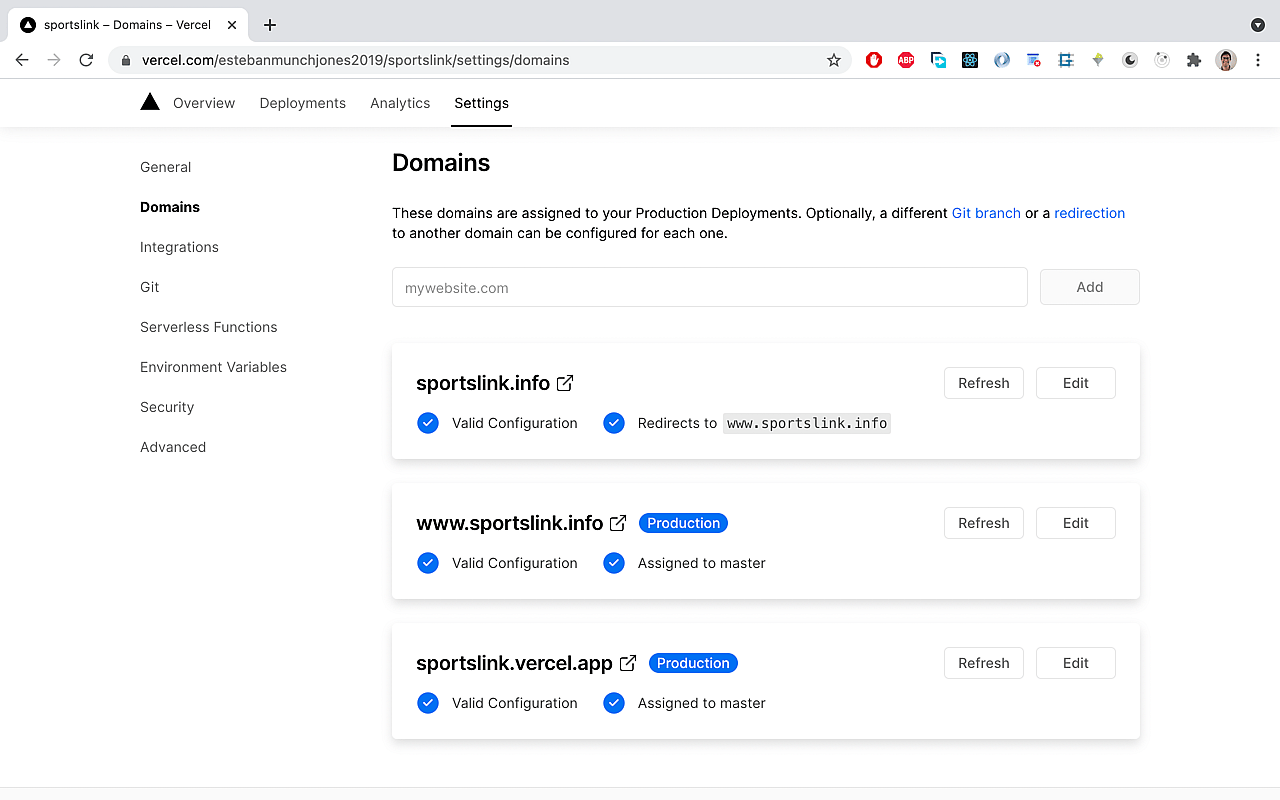 You should thereafter see your subdomain and www.<your-subdomain> on the 'Domains' overview page.