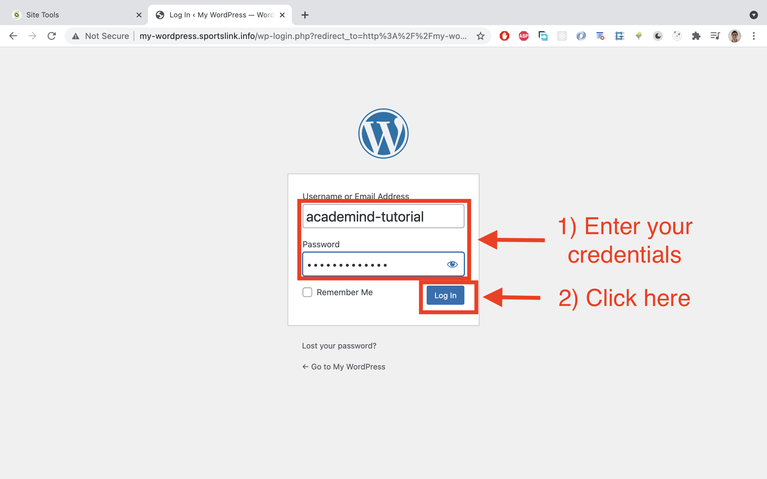 Log into your wordpress account with your wordpress credentials.
