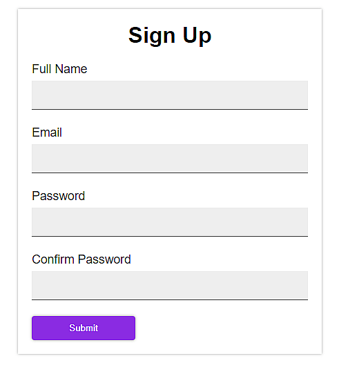 The form elements are showing up