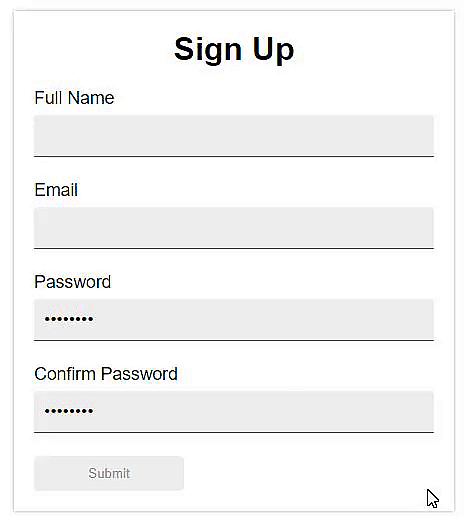 The final form which we're going to handle with our custom React Hook
