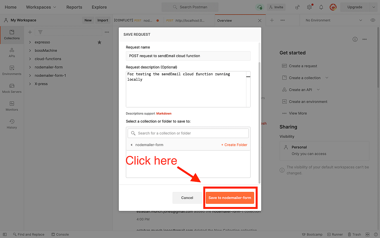 Click on 'Save to <your workspace name>'