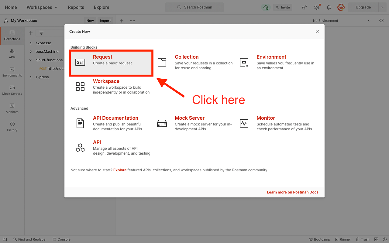 Choose 'Request' on the overlay that opened up
