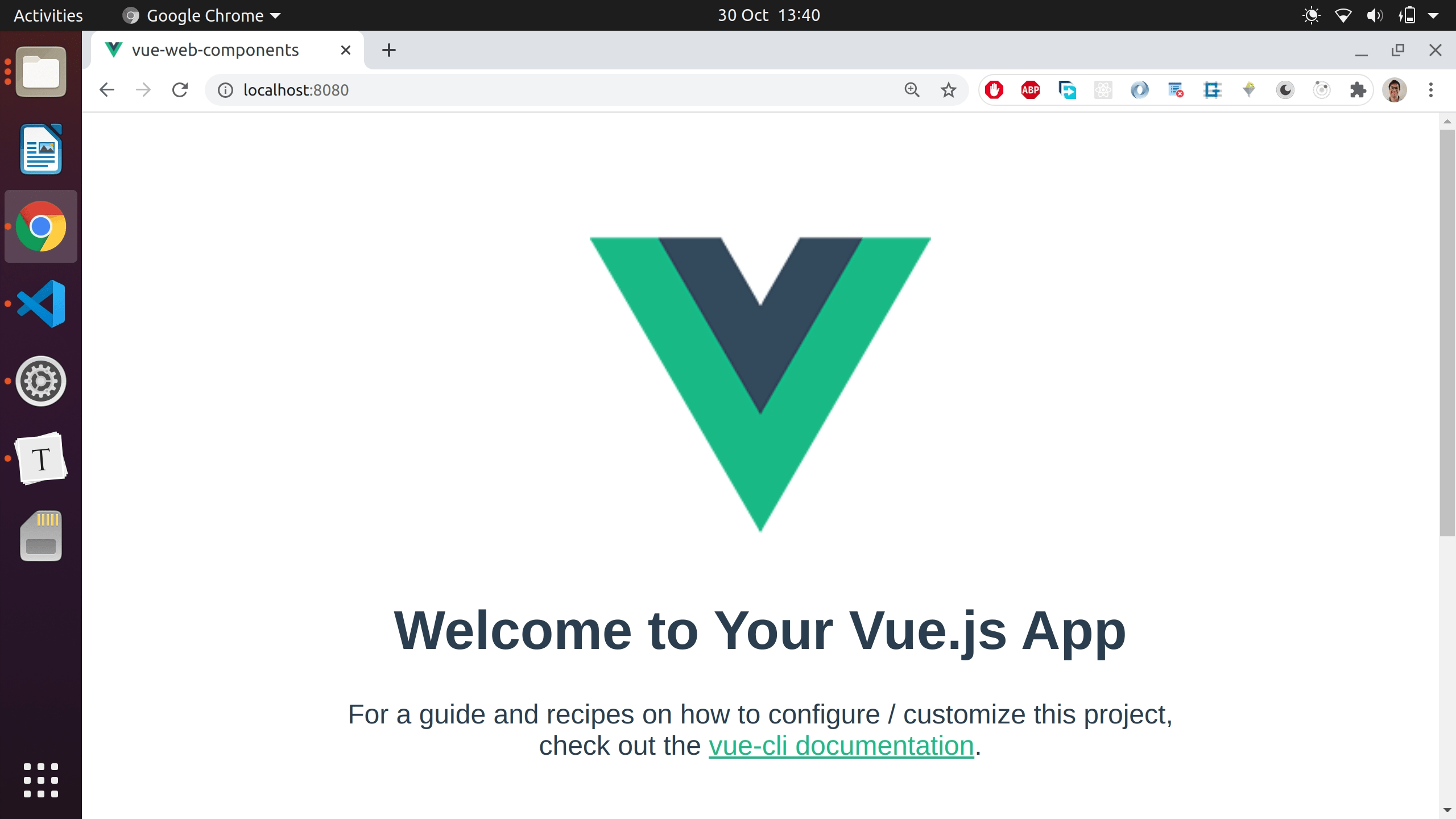 A plain Vue app running in the browser