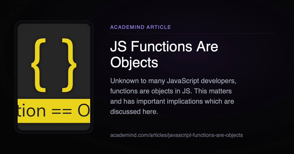 JS Functions Are Objects | Academind